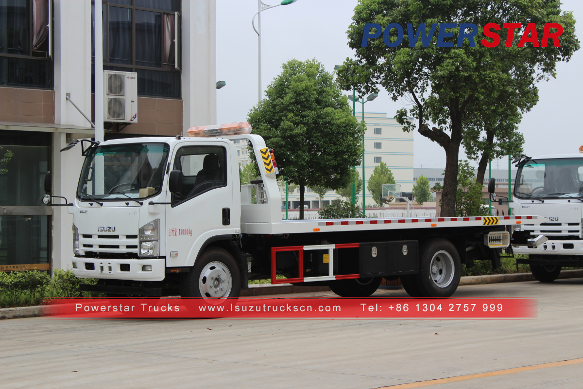 Combodia 5tons ELF 700P Flatbed wrecker towing trucks Isuzu for sale