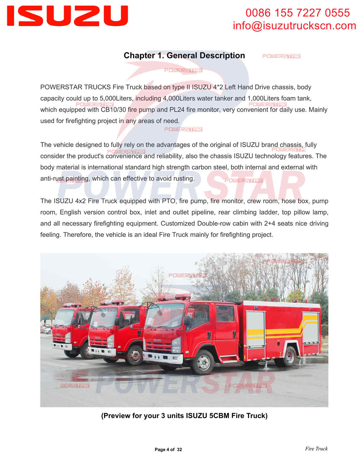 POWERSTAR ISUZU Fire Truck Manual экспорт Сьерра-Леоне