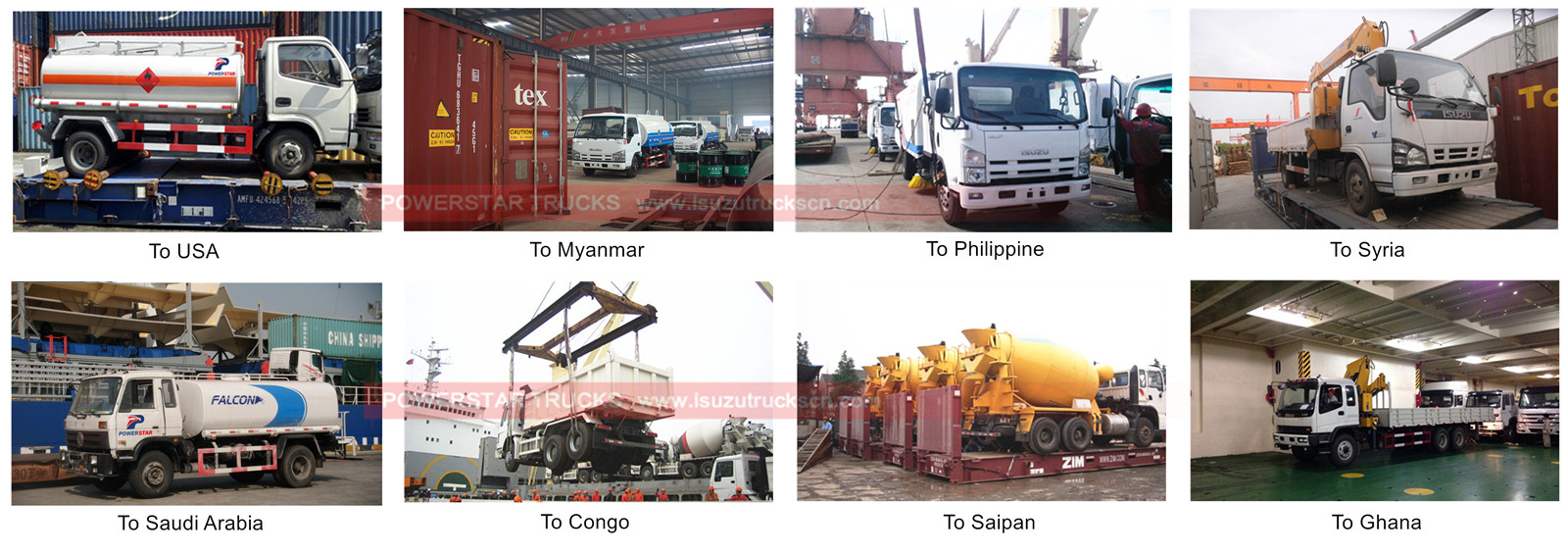 Isuzu water tanker trucks for shipping to Myanmar