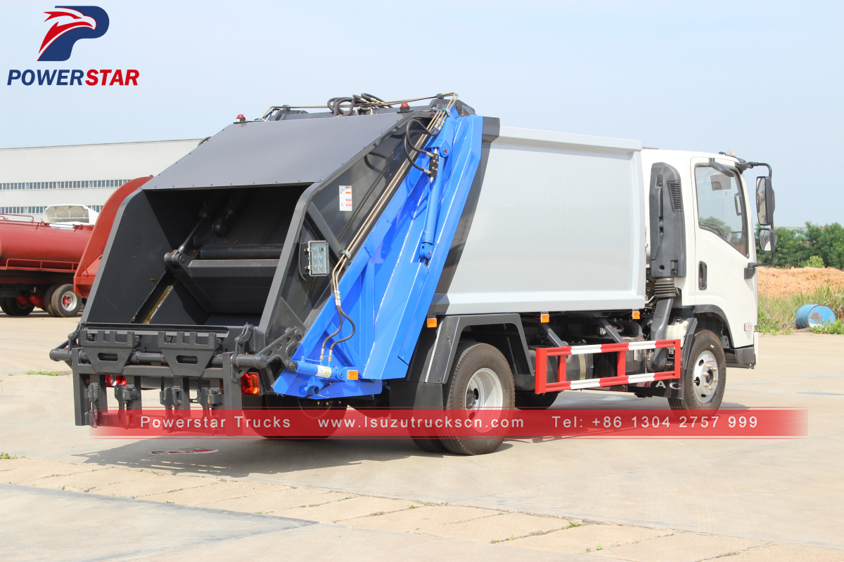 Myanmar ELF NPR 5tons Hydraulic garbage compactor truck Isuzu made by powerstar