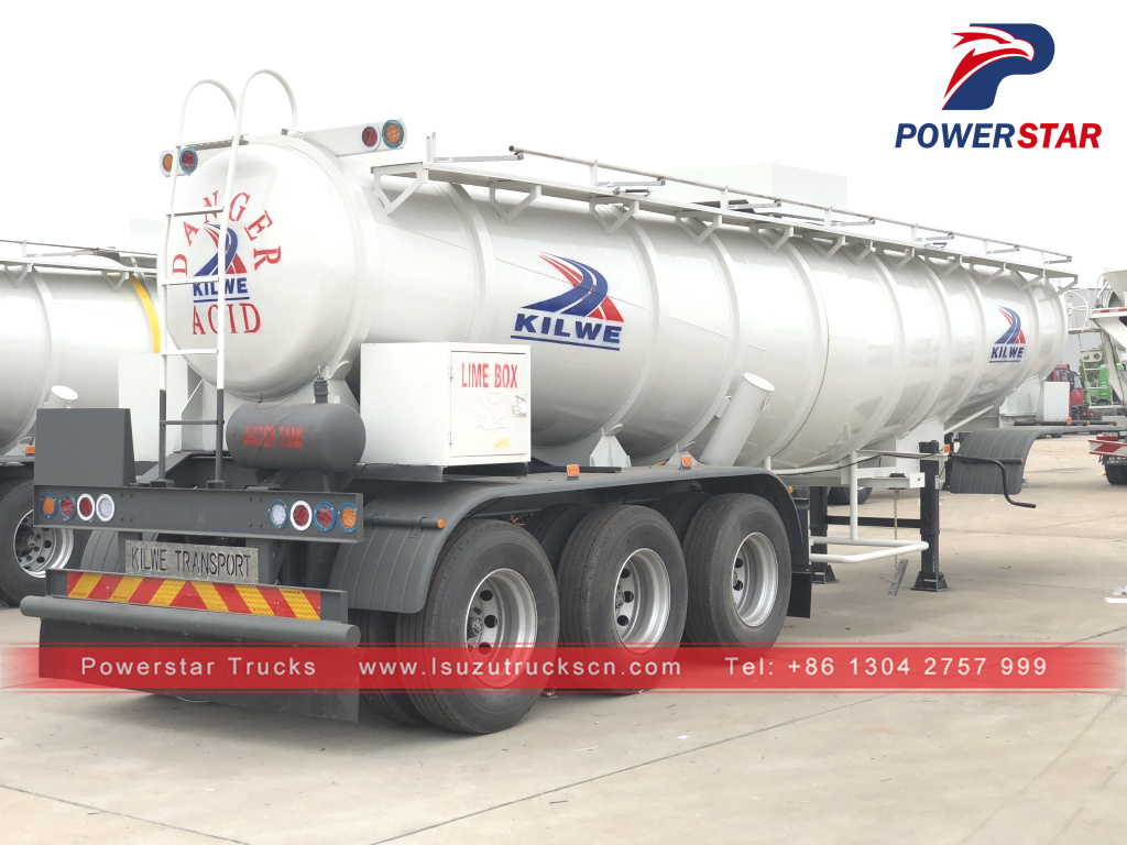 Zambia customer made Acetic Acid Tanker Semi Trailer 3 Axles For Transport Acetic 