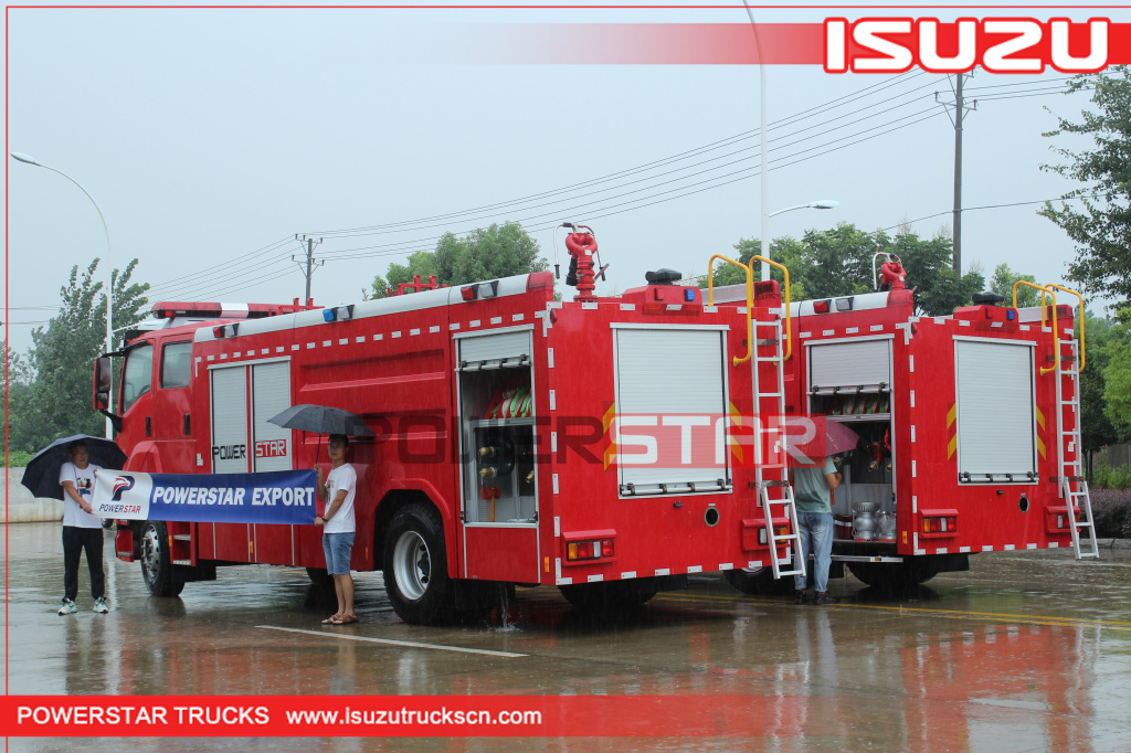 Пожарная машина Филиппин ИСУЗУ ГИГА тушит пожарную машину цистерны с водой