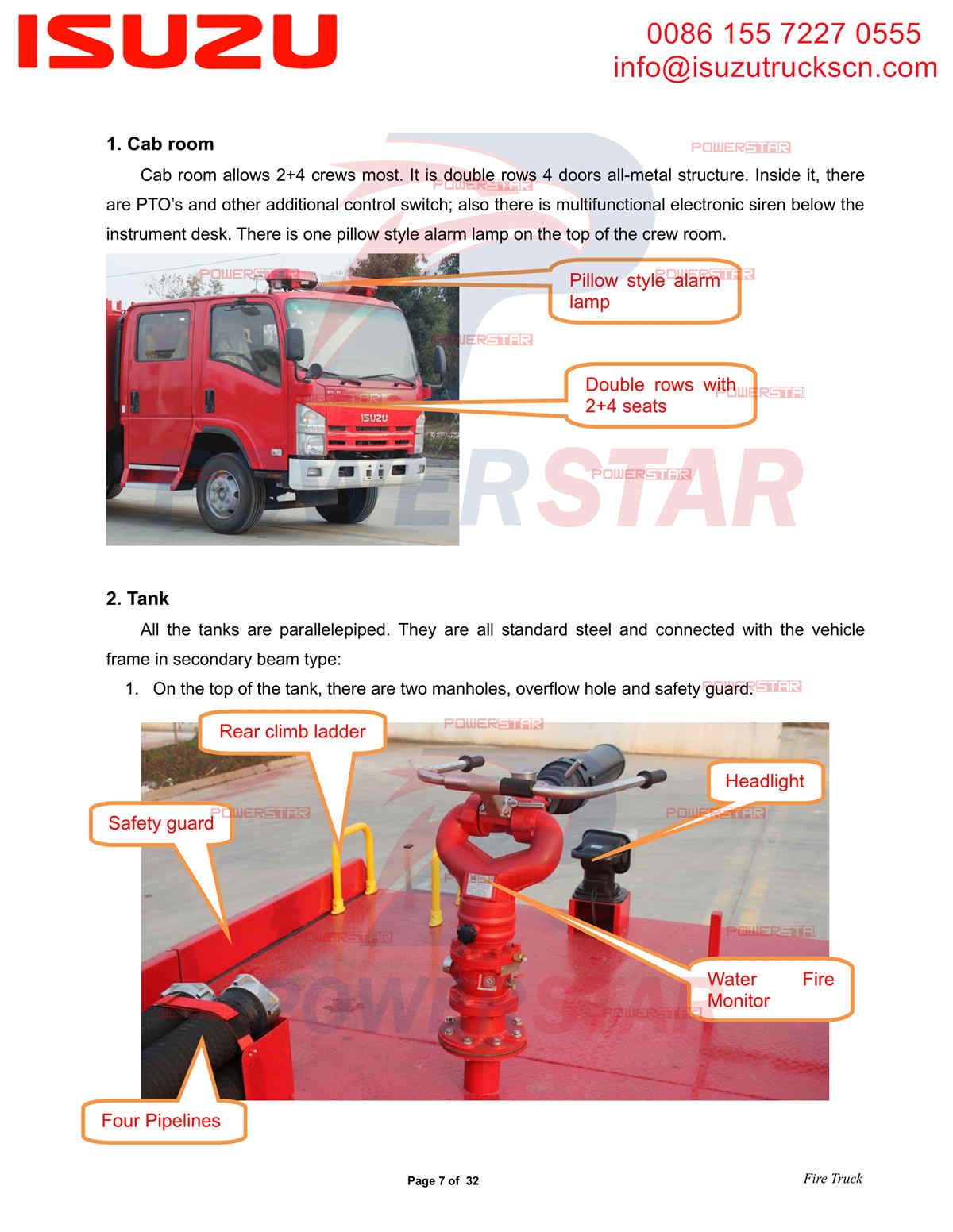 POWERSTAR ISUZU Fire Truck Manual экспорт Сьерра-Леоне