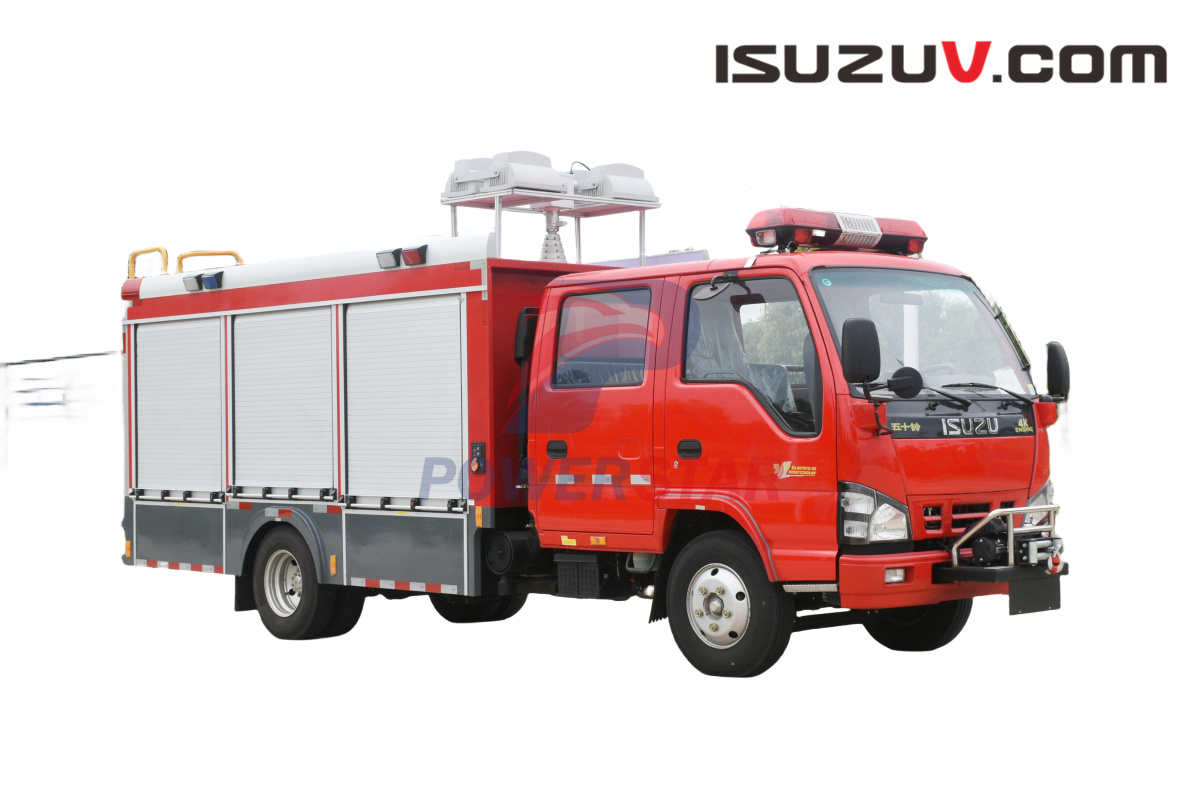 Шасси грузовика с кабиной Isuzu NKR с лебедкой, краном, генератором и телескопическим фонарем