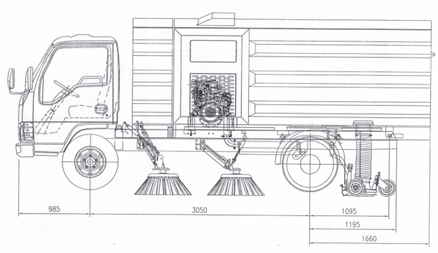 Технический чертеж механической подметальной машины Broom марки Isuzu