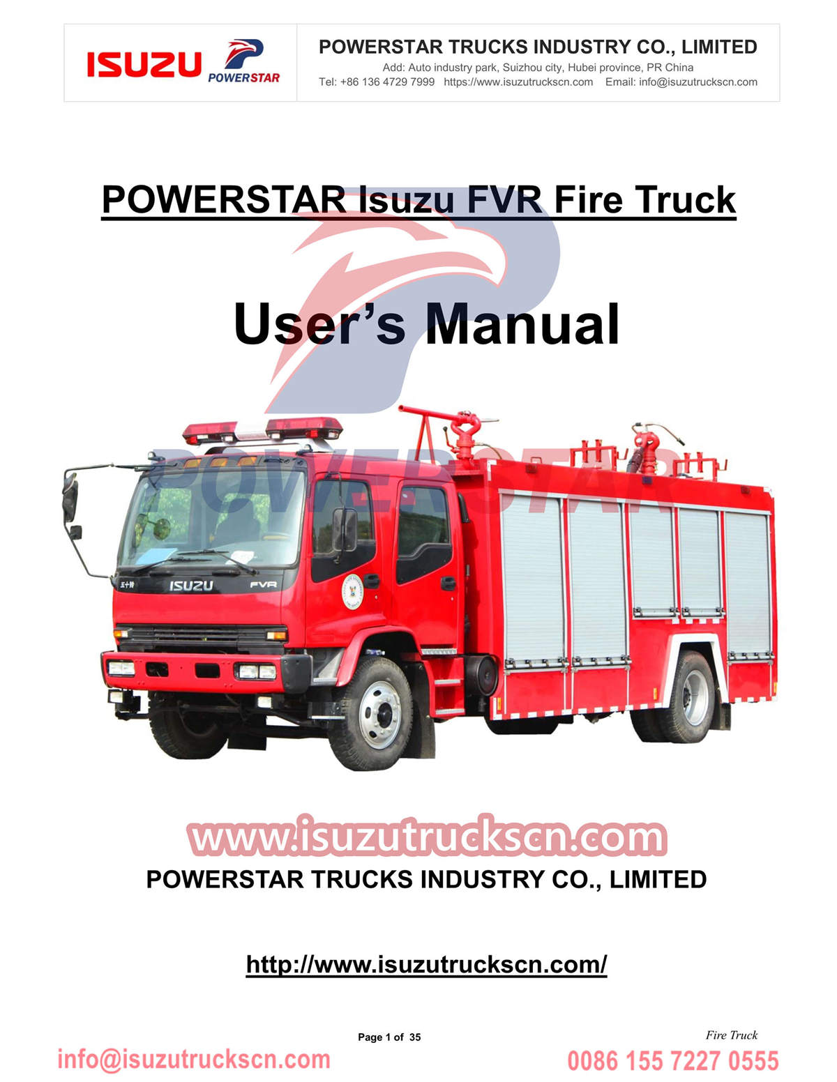 Пожарная машина Isuzu FVR 6cbm с ручным управлением, экспорт в Нигерию
        